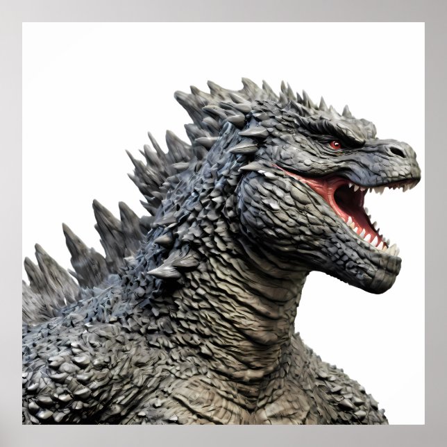 Póster Detailed Head of Roaring Godzilla Monster (Frente)