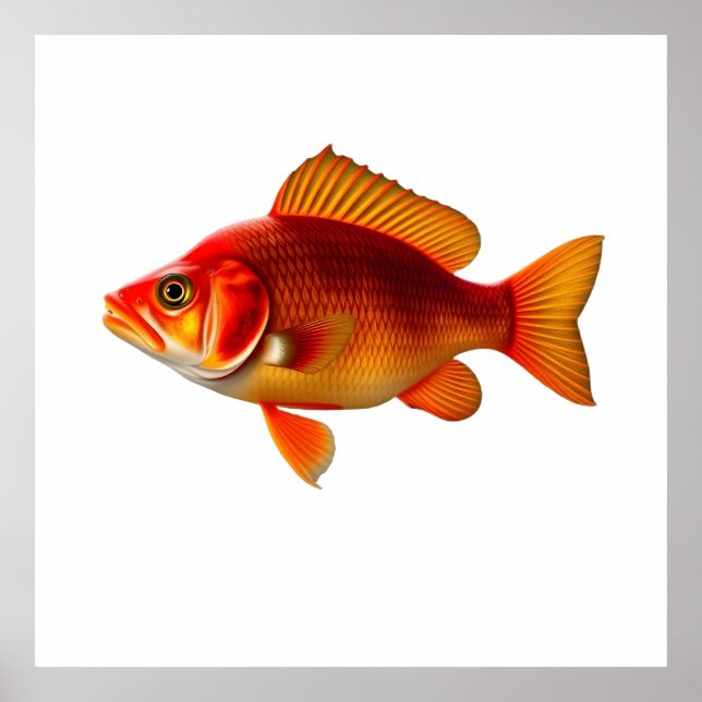Póster Detailed Illustration of a Red Goldfish (Frente)