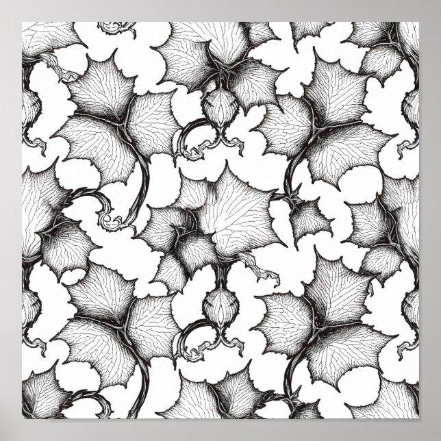 Póster Detailed Ivory Carving Decoupage Template Line Art (Frente)