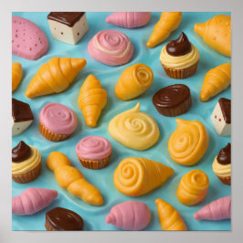 Póster Detailed Undulating Pastry Wallpaper and Art Print
