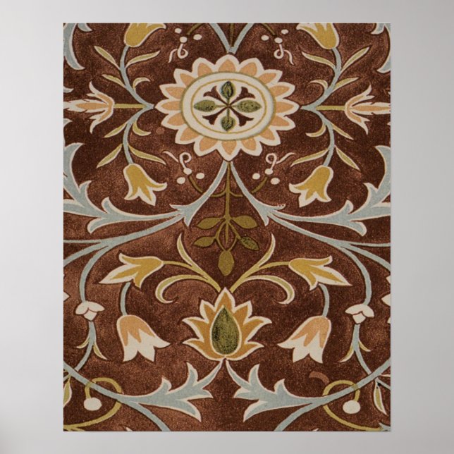 Póster Detalle Art Nouveau de las flores de Morris (Frente)