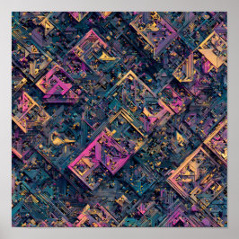 Póster Detalle continuo intrincado: circuito microfractal