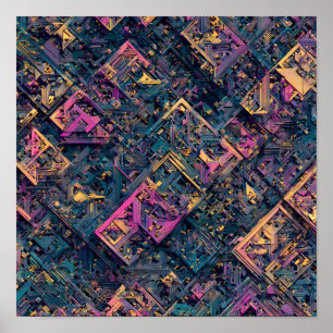 Póster Detalle continuo intrincado: circuito microfractal