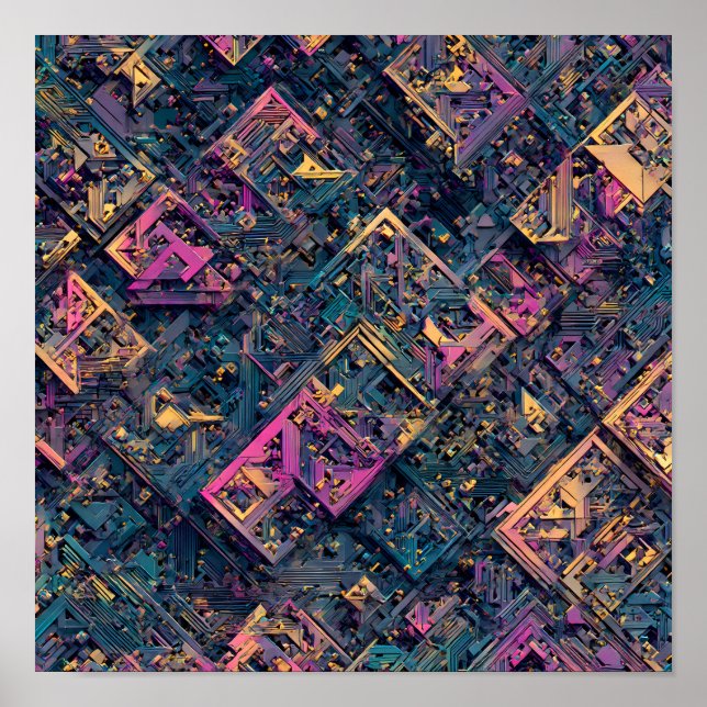 Póster Detalle continuo intrincado: circuito microfractal (Frente)