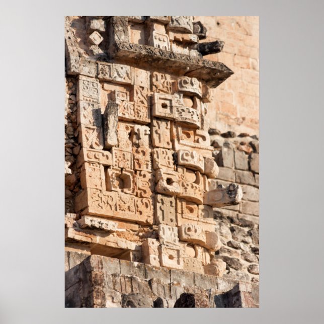 Póster Detalle De La Pirámide Magiciana, Yucatán, México (Frente)