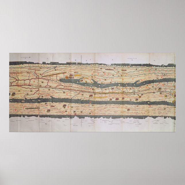 Póster Detalle de la tabla Peutinger (Frente)