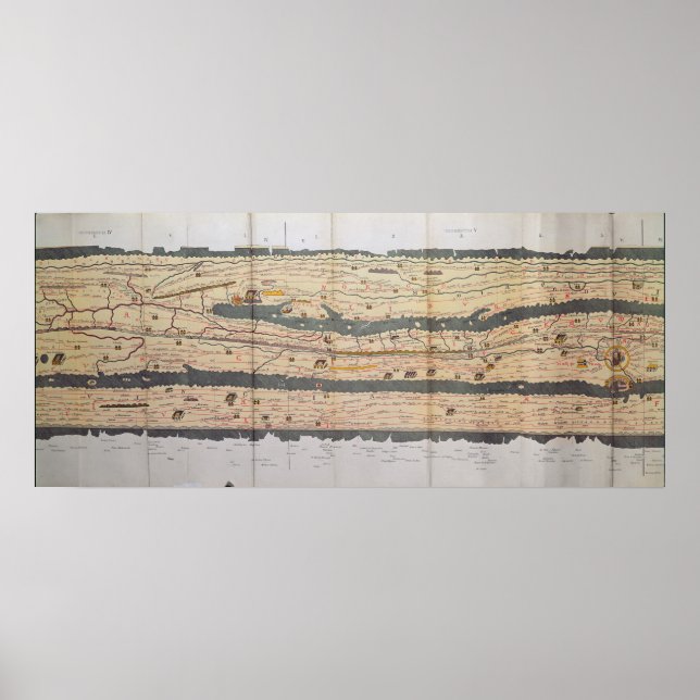 Póster Detalle de la tabla Peutinger (Frente)