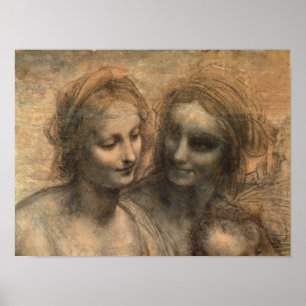 Póster Detalle de las cabezas de la Virgen y Santa Ana