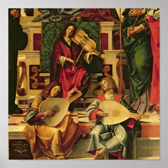 Póster Detalle de los músicos de ángel (Frente)