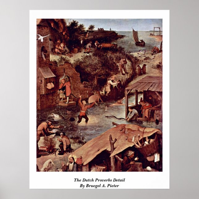 Póster Detalle De Los Proverbios Holandeses Por Bruegel A (Frente)