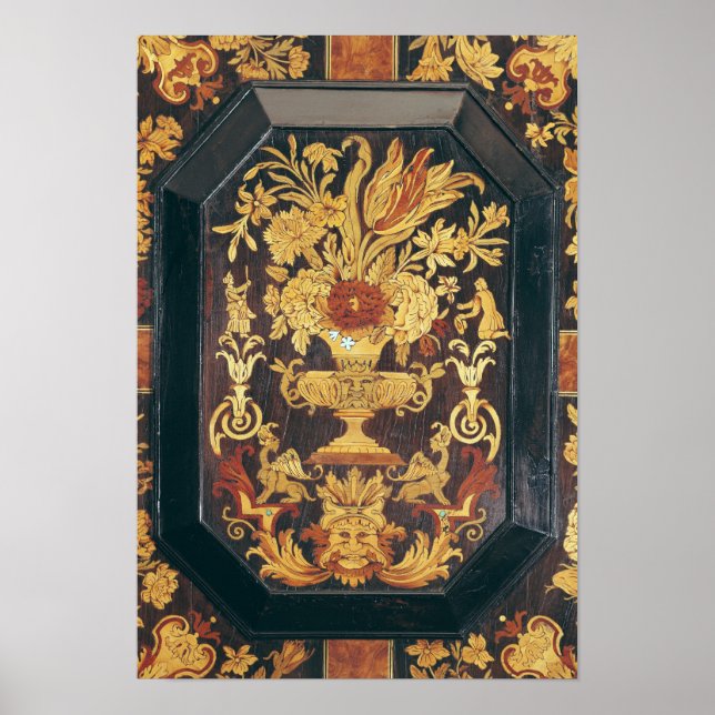 Póster Detalle de marquetería de un bufé (Frente)