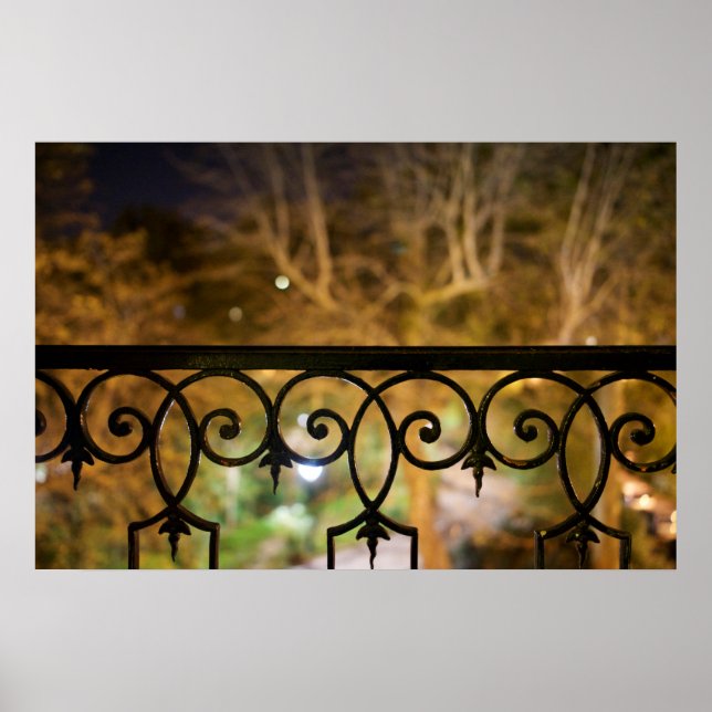 Póster Detalle de rieles de hierro por la noche (Frente)