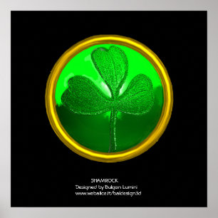 Póster Detalle de shamrock del corazón CÉLTICO de SAINT P