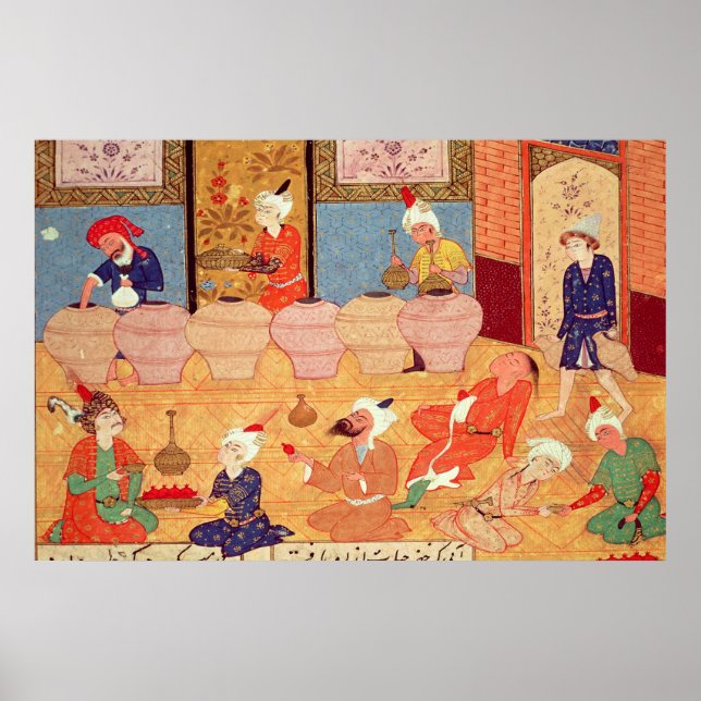 Póster Detalle de un banquete con músicos (Frente)