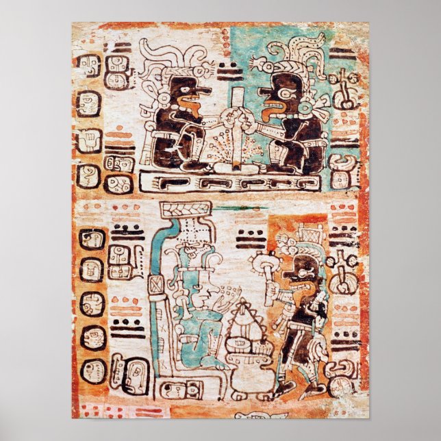 Póster Detalle de un códice maya (Frente)