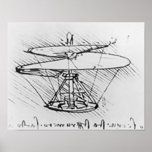 Póster Detalle de un diseño para una máquina de vuelo,