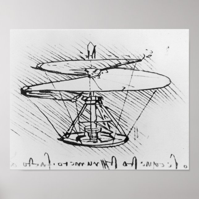 Póster Detalle de un diseño para una máquina voladora, c. (Frente)