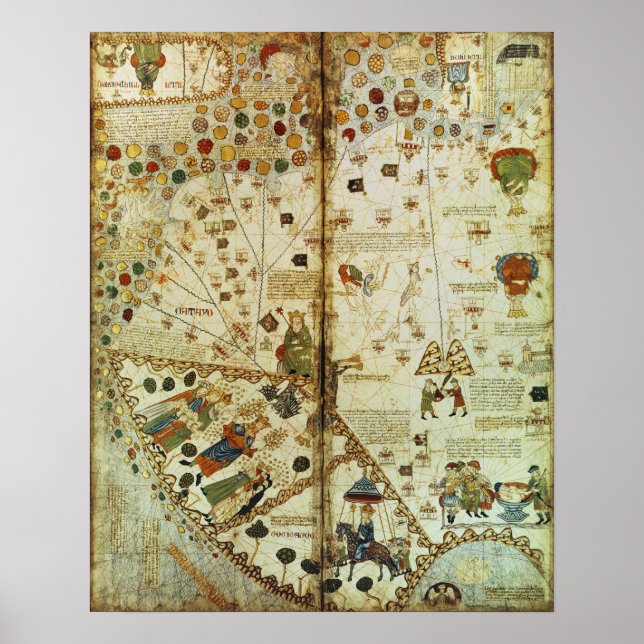 Póster Detalle de un mapa del mundo catalán (Frente)