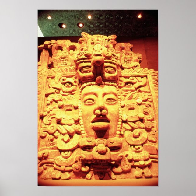 Póster Detalle de una pared de un templo con (Frente)