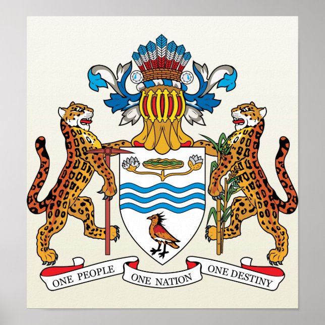 Póster Detalle del escudo de armas de Guyana (Frente)