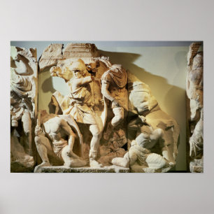 Póster Detalle del friso de una escena de batalla