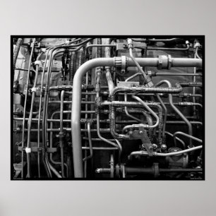 Póster Detalle del motor a reacción J-58