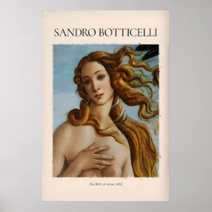 Póster Detalle del rostro de El nacimiento de Venus de Bo