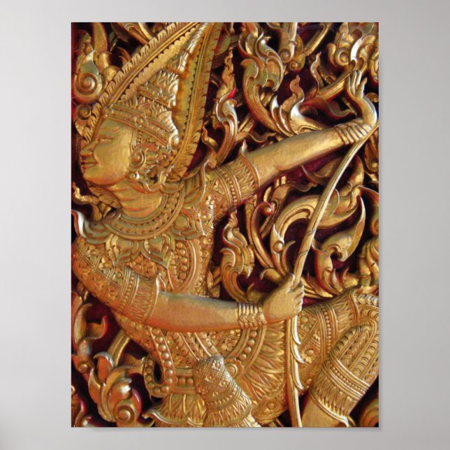 Póster Detalle del templo budista tailandés (Frente)