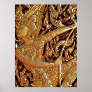 Póster Detalle del templo budista tailandés
