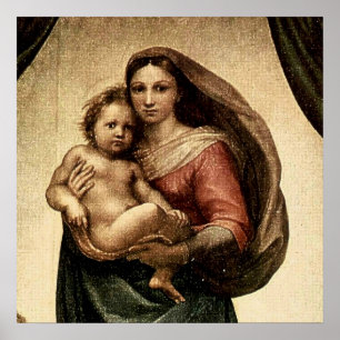 Póster Detalle "Sistine Madonna" de Raphael (alrededor de