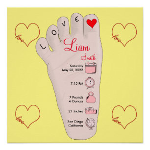 Póster Detalles de estadísticas de nacimiento de regalo d