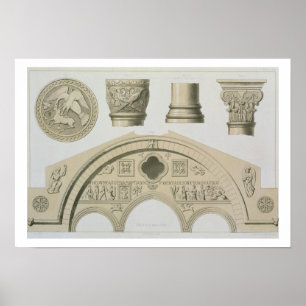 Póster Detalles de un arco esculpido y columnas del St.