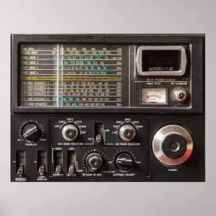 Póster Detalles de un viejo receptor de radio am