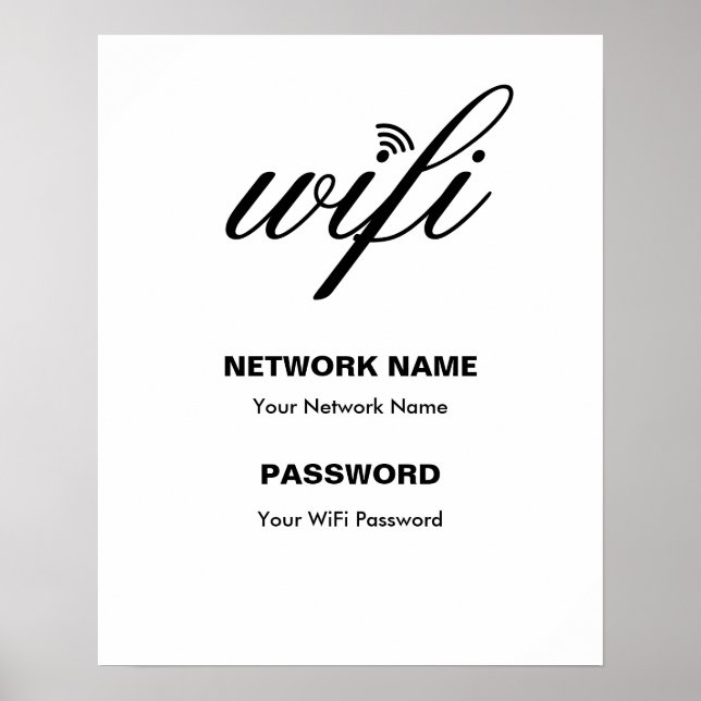 Póster Detalles de Wi-Fi de marca personalizado y blanco  (Frente)