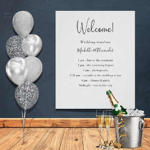 Póster Detalles del programa de bodas blancas negras