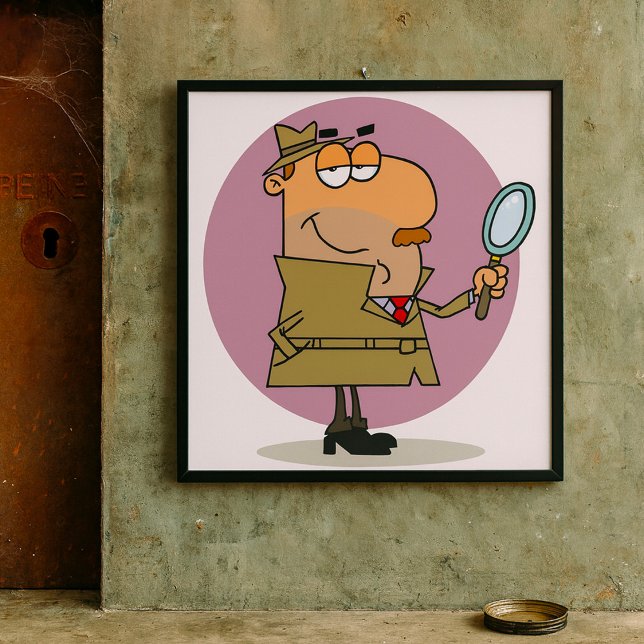 Póster Detective de Dibujos Animados Divertido con Lupa (Subido por el creador)