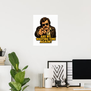 Póster Detective Retro Divertido Perdiendo el Tiempo en