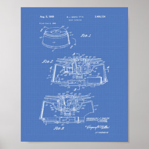 Póster Detector de humo 1969 Patent Art - Blueprint