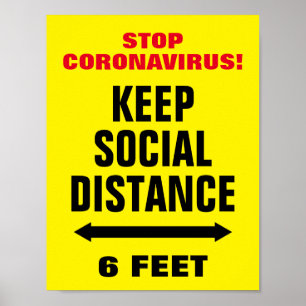 Póster Detener el eslogan CoronaVirus Mantener el signo d