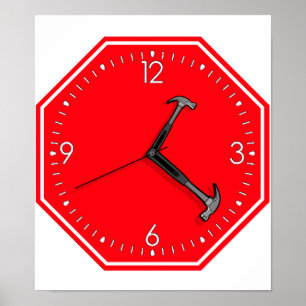 Póster Detener el reloj de Rótulo de tiempo de martillo