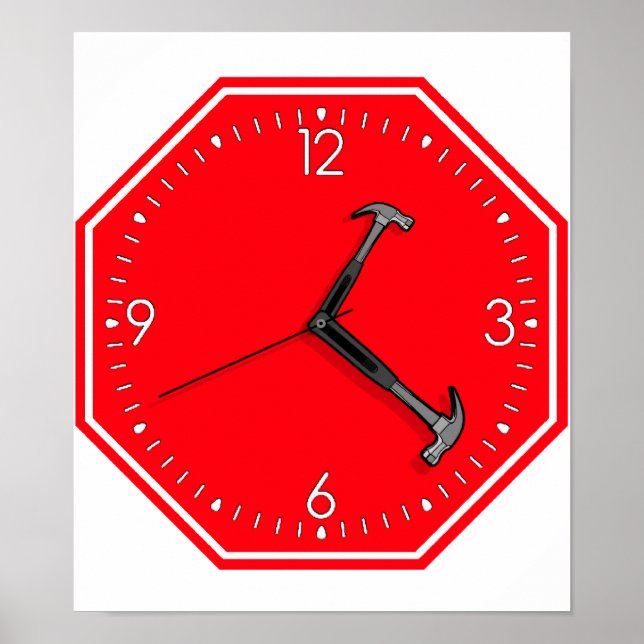 Póster Detener el reloj de Rótulo de tiempo de martillo (Frente)
