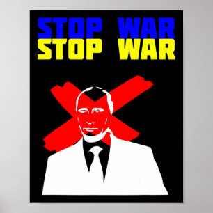 Póster Detener la guerra Anti Putin Cara Bandera Ucranian
