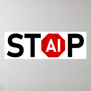 Póster Detener la inteligencia artificial