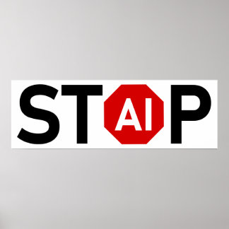 Póster Detener la inteligencia artificial