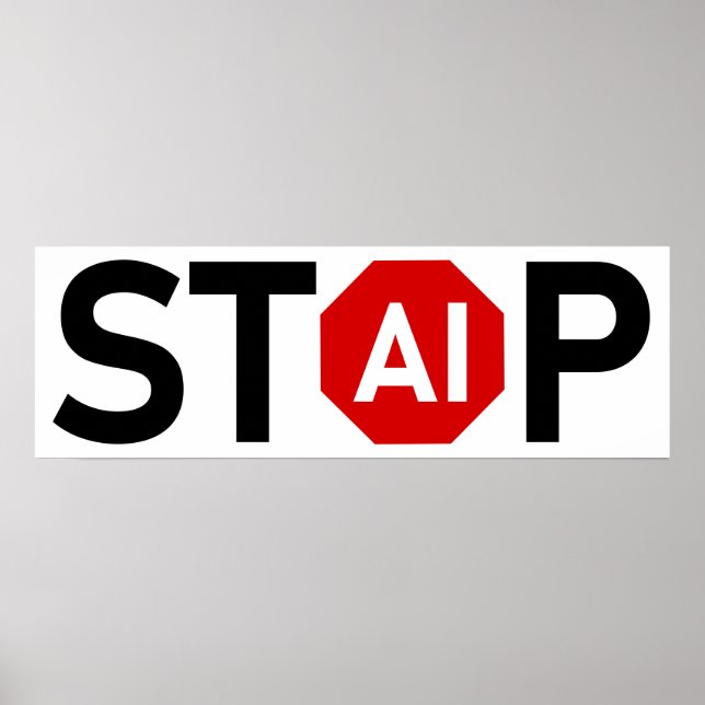 Póster Detener la inteligencia artificial (Frente)