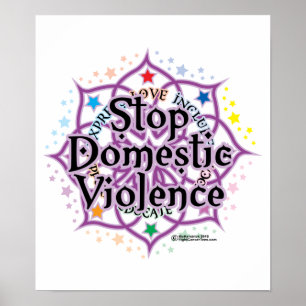 Póster Detener la violencia doméstica Lotus