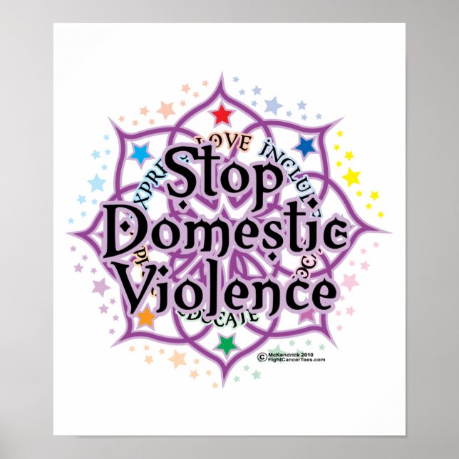 Póster Detener la violencia doméstica Lotus (Frente)