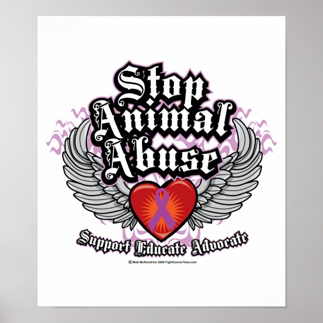 Póster Detener las alas de abuso animal (Frente)