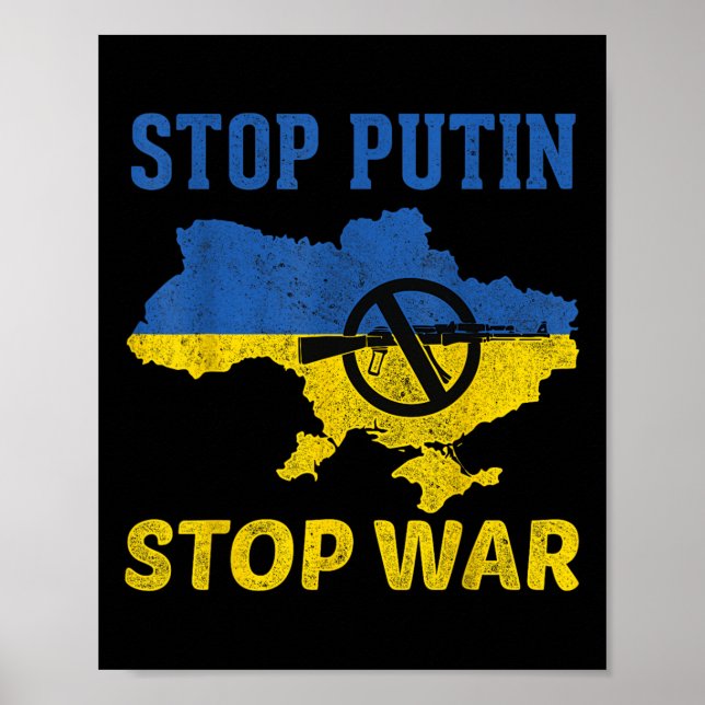 Póster Detengan a Putin Paren la Guerra con Ucrania Libre (Frente)