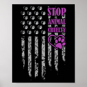 Póster Detengan la crueldad contra los animales Bandera E